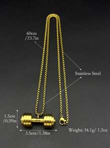 Colar com pingente de haltere fitness hip pop, masculino e feminino, em aço inoxidável, dourado, com pingente de rapper, joia esportiva, presente