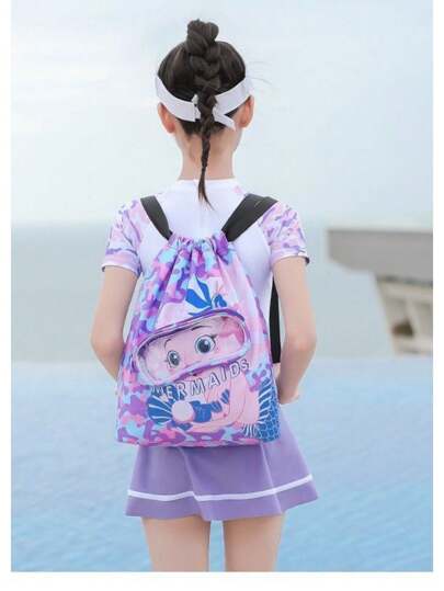 1pc Summer Waterproof Kids Swimming Bag, Wet & Dry Separation Waterproof Backpack, Swimming Towel Storage Bag, Sports Backpack