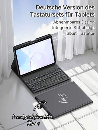 Text Customization IPad Protective Case With Keyboard Compatible With IPad 10th Generation/IPad (A16) 11 Inch 11th Generation 2025, Name Customization Portable Multi-Language Keyboard Protective Cover, Keyboard Supports Multiple Languages ​​​​Optional (English/Arabic/French/German/Thai/Italian/Spanish) , Leather Case Is Drop-Resistant And Wear-Resistant, Detachable Keyboard Is The First Choice For Home And Travel Office