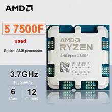 AMD Used Ryzen 5 7500F R5 7500F 3.7GHz 6-Core 12-Thread CPU 5NM L3=32M Socket AM5