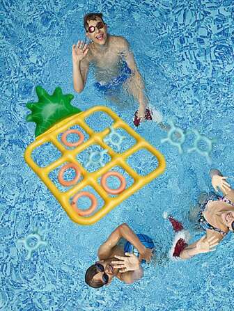 11pcs/Set Water Inflatable Pineapple Ring Toss, Pineapple Inflatable Game Rings, Circle Ring Toss Game, Outdoor Games, Water Throwing Game Props, Suitable For Backyard Lawn Camping Sport Game, Family Gatherings And Pool Party Interactive Games