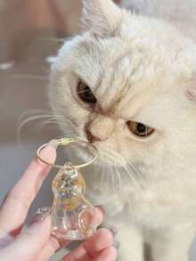 1/6 件透明猫毛纪念品胶囊 - 可爱的猫形纪念容器，带有金色项圈设计，密封的宠物毛皮存储，用于 DIY 纪念吊坠、钥匙扣/包包吊坠，送给爱猫人士和宠物失踪同情的礼物，温馨的设计 - 彩色 - 查看 3