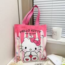 SANRIO Bolso de lona con diseño de  de , de gran capacidad, bolso de hombro para estudiantes, bolso de mano con diseño de dibujos animados para niñas, durable y a la moda, adecuado para picnics al aire libre, reuniones, viajes, compras, bolsa para lonchera para estudiantes y profesoras femeninas - Multicolor - Ver 2