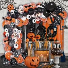 98pcs Halloween Balloon Garland Arch Kit, With Spider Balloons, Black Orange Confetti Balloons, Long DIY Shaped Balloons, Polka Dot Balloons, BOO Aluminum Foil Pattern Balloons, Suitable For Halloween Themed Parties, Birthday Parties, Camera Background Decoration Home Decor Halloween Decor Fall Decor Room Decor
