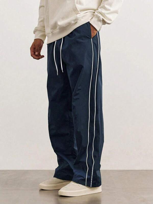 Pantalones deportivos de chándal a rayas para hombres, pantalones de chándal rectos y sueltos para primavera y otoño, apropiados para gimnasio, entrenamiento, actividades al aire libre y uso casual