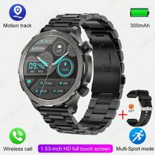 GUHUAVMI 2025 New Men's Outdoor Rugged Smart Watch GT4 Pro, 1.53'' HD Screen, Bluetooth Call, NFC Access Control, Fitness Tracker With Pedometer, Heart Rate Sleep Monitoring Smart Watch Compatible With Android IOS