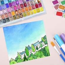 98 色水彩颜料套装 - 适合艺术家的专业绘画套装，固体颜料便携式艺术套件，星空色彩，轻巧，适用于绘画、素描、写作、DIY 工艺品，是艺术家、成人和专业人士的完美节日礼物，学校用品，返校 - 1ml/1格 - 查看 8