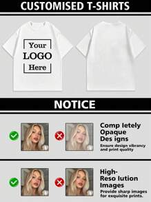 Customized Personalized Photo T-Shirt For Men, Customize Your Text And Photo, Customize Your Name, Customize Self-Portrait/Baby/Friend/Idol/Couple/Family/Party/School/Sports/Pet Love Photo Print, Logo/Business/Company Event Uniform