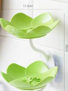 1 saboneteira em formato de flor, saboneteira de parede, escorredor de sabão para banheiro e cozinha, porta-sabonete de camada dupla, decoração de banheiro para casa e verão