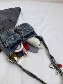 复古时尚尼龙单肩包女士钱包,夏季轻便沙滩包,大容量斜挎包,轻便小手提包,适合学生、校园、图书馆、旅行度假、日常通勤、办公室、约会、购物、海滩、游轮、节日礼物、生日礼物 - 彩色 - 查看 8