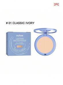 1 pieza Polvo de fijación compacto - Polvo compacto de cobertura duradera, sin transferencia y construible con niacinamida, extracto de lavanda y mica. Acabado suave y refinado, apto para uso con mascarilla, excelente resistente al agua