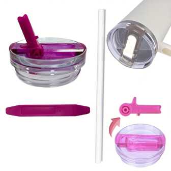 升级版 1 套 30 盎司玻璃杯可拆卸翻盖吸管杯盖配件，杯盖替换装 30 盎司，防漏盖，杯盖，翻盖吸管，防漏盖，玻璃杯玻璃杯配件