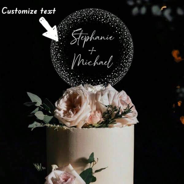 Decoración personalizada para tarta, Decoración de tarta personalizada, Acrílico transparente grabado, Regalo de boda, Recuerdo, Decoración de tarta de aniversario, Novia