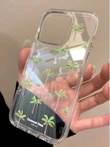 1 szt. Przezroczyste etui na telefon z nadrukiem drzewa kokosowego z kreskówkową grafiką, kompatybilne z 'em 17 Air 16 15 14 13 Pro Max, miękka tylna obudowa IMD - Przezroczysty - Zobacz 4