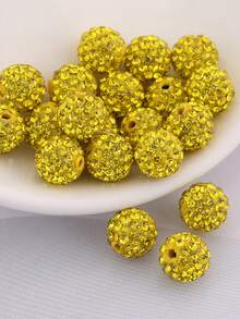 50 hạt gốm 10mm dùng làm vòng tay, vòng cổ, trang sức DIY - 50 hạt đất sét đính kim cương - Xem 15