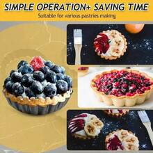 1件/3件/5件/10件不粘可拆卸底部披萨盘，迷你蛋挞模具，圆形金属蛋糕烘焙模具，馅饼盘，蛋挞模具，碳钢底部可拆卸糕点模具，圆形蛋糕盘，耐用烤盘