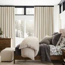 102 Inch Curtains Light Blocking Luxury Curtains For Living Room 2 Panels Blackout Back Tab Hooks Pleated Thermal Insulated Solid Dark Out Curtain Office/Classroom,One Pair,8-1/2 FT Length Cream - 米色 - 查看 8