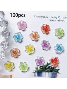 10/20/30/50/100Pcs Luminous Ice Flowers Nail Charms, Translucent 3D Resin Floral Petals For Nail Art Design, Non-Scented Nail Jewels Decorations Nail Supplies Nails Nail Gems - Multicolor - View 17