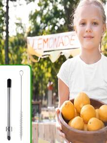 1 包吸管打孔器适用于塑料盖柠檬水杯，不锈钢吸管打孔器打孔工具适用于咖啡馆饮料鲜榨柠檬水摊位用品（6.3 英寸，黑色） - 彩色 - 查看 7