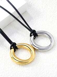 Vacuum Electroplating Personalized Necklace, Stainless Steel O-Ring Pendant Necklace, Suitable For Women's Commuting.