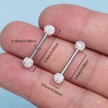 12 件/套不锈钢舌环，微镶嵌锆石杠铃舌环，穿孔珠宝，男女通用，朋克风格，闪亮的嘴唇和舌头，穿孔珠宝，持久的色彩，适合夜店派对的日常佩戴 - 彩色 - 查看 8