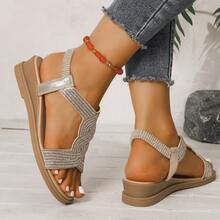 Women's 2025 New Summer Versatile Fashionable Comfortable Roman Style Sandals - Gold - View 4