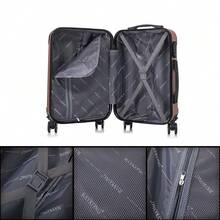 ABS Cabin Suitcase 55x40x20cm (40L) - Small Trolley Hand Luggage - 4 Double 360° Spinner Wheels - Hand Luggage | Heavy Duty | Durable | With Telescopic Handle | Ideal For Business Travel & Vacation | For Men & Women - Yellow/Navy/Black/Silver/Red/Pink/Rose Gold/Turquoise/Mint/Purple/Green - 乾枯玫瑰色 - 查看 6