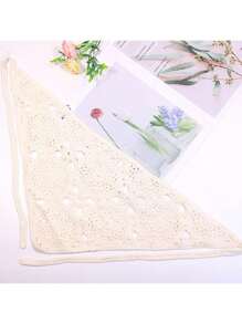 1 peça bandana feminina xale de crochê floral, lenço triangular, faixa de cabeça feminina de renda de crochê, faixa de cabeça vintage, presente para meninas, acessórios de cabelo, faixas de cabelo elegantes