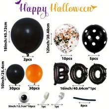 98pcs Halloween Balloon Garland Arch Kit, With Spider Balloons, Black Orange Confetti Balloons, Long DIY Shaped Balloons, Polka Dot Balloons, BOO Aluminum Foil Pattern Balloons, Suitable For Halloween Themed Parties, Birthday Parties, Camera Background Decoration Home Decor Halloween Decor Fall Decor Room Decor