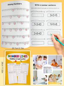 32 Pages Of Basic Math Workbook For Kids, Number Lines For Addition And Subtraction, Addition And Subtraction Within 1000, Mixed Operations, Multiplication And Division Calculation Programs, Preschool Family Education, Kindergarten School Workbook, Cultivate Children's Interest In Learning Mathematics, Improve Learning Ability, Inspire Children's Logical Thinking, Give Children Gifts, School Season Gifts,Back To School