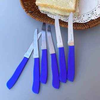 6pcs Premium Stainless Steel Knife Set: Serrated Bread Knife, Appetizer Knife, Dessert Knife, Cheese Knife, Butter Knife, Multi-Function Knife, Serrated Cutting, Dishwasher Safe