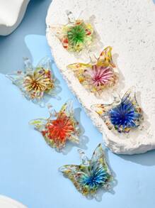 1/6 piezas Decoración aleatoria multicolor de cerámica esmaltada pintada a mano con margaritas y mariposas, adecuada para manualidades de joyería, colgantes, collares, aretes, llaveros, cadenas de teléfono, regalo para familia, parejas y amigos