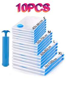 10 Stück klare Vakuum-Kompressions-Aufbewahrungsbeutel - Vakuum-Kleidungs-Reise-Aufbewahrungsbeutel, leichte Reise-Staubschutzbeutel, Kleiderschrank-Aufbewahrungsbeutel, Gepäck-Aufbewahrungsbeutel. Hochwertige Vakuum-Aufbewahrungsbeutel mit Pumpe für Reiseutensilien, Kleidung, Bettwäsche, Decken. Tragbare Vakuum-Kompressionsbeutel, ohne Strom erforderlich. Wohndekoration, Schlafzimmerdekoration