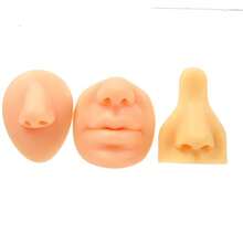 纹身硅胶模型纹身穿刺练习仿真人体部位展示穿孔饰品，硅胶耳朵模型，鼻子和嘴巴模型，左右柔软灵活模型假耳朵穿孔练习，硅胶身体部件