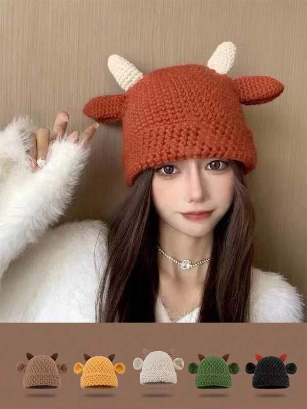 Unisex Fun Hat; Autumn And Winter Couple Woolen Knit Cap For Outdoor Sports; Warm Fashionable Personalized Hat