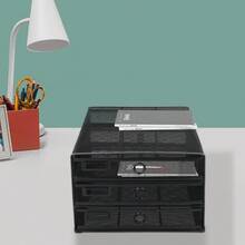 OUKANING Schreibtisch Organizer Dreifach-Schreibtisch-Ordnerhalter 3 Fächer für Dokumente Mesh Schreibtisch Zubehör Ablage Zeitschriftenhalter für Bürobedarf 35.5 * 25.5 * 17cm (Schwarz) - Schwarz - Übersicht 6