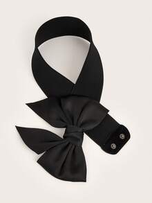 2pcs Women Bow Elastic Waist Belt,Versatile Accessory For Plus Size Casual Dresses Summer, School Fall, Autumn, Halloween - Black+White - View 2