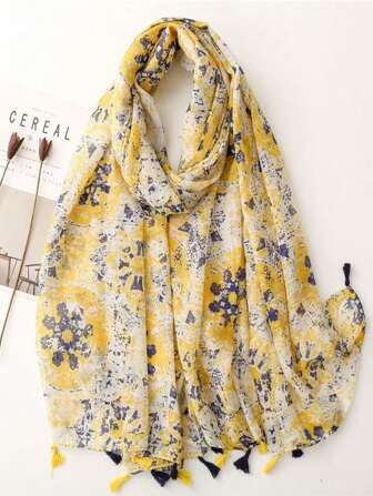 1pc Elegant & Versatile Printed Colorful Scarf For Women, Fashion Daily Casual Use, Suitable For Spring/Summer As Sunscreen, Beach Wrap, Party Shawl, All Season Headband & Neck Wrap