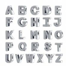 Easvnya Silver Zirconia English Alphabet A-Z Pendant, Suitable For Handmade Bracelets/Necklaces, Minimalist & Fashionable Jewelry Charm, DIY Craft, Women's Birthday Party Gift