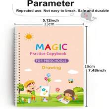 4 Set Magic Copybooks Pen Copy Book Free Wiping Practice English Copybook For Calligraphy Learning Books Grooves Template Design(All Accessories Are In Random Colors And Styles)Office, School, Drawing,Student,Markers,Stationery,School Supplies