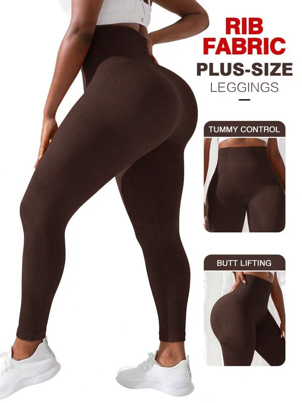 TNTOR Plus Size Women High Waist Butt Lifting Leggings & Pants TT138, High Elasticity Quick Dry Tight Fit Sports Trousers For Fitness, Yoga, Cycling - Peach Hip High Waist Design With Abdomen Control, Comfortable For Exercise And Sports Enthusiasts
