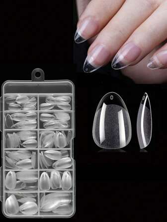 240Pcs Short Almond Nail Tips, Soft Gel X Nail Tips Almond Short Clear Fake Nails Full Cover Acrylic Nail Tips Easy DIY Manicure Supplies For A Chic Look, Nail Tech Supplies For Extension Nail Manicure Salon Home DIY