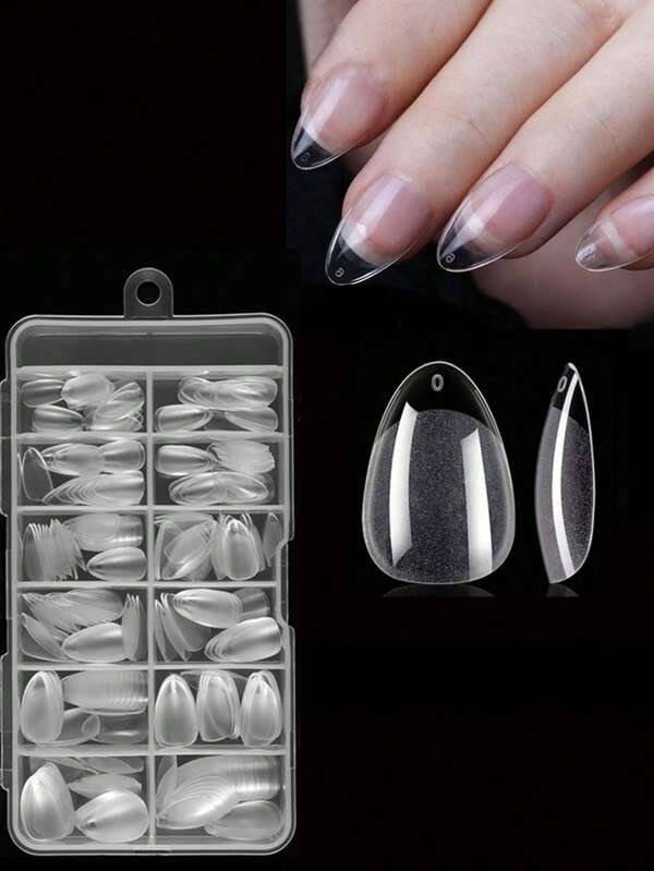 240Pcs Short Almond Nail Tips, Soft Gel X Nail Tips Almond Short Clear Fake Nails Full Cover Acrylic Nail Tips Easy DIY Manicure Supplies For A Chic Look, Nail Tech Supplies For Extension Nail Manicure Salon Home DIY