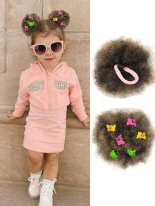 Children's Wigs Children's Ponytail Double Afro Puff Kinky Curls For Babies Children's Natural Black Synthetic Hair (Natural Black .3 Inch (Pack Of 2)) - Multicolor - View 20