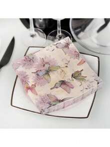 40张紫色蝴蝶图案餐巾纸，一次性双层印花纸巾，适用于用餐、烘焙、节日派对、婚礼装饰、主题派对、生日派对等场合。