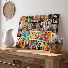 Basquiat Wall Art Jazz Wrapped Framed Canvas Wall Art, Vintage Prints Poster, A Collage Of Many Different Images Of People, Birthday Party Decor, Decorative Wall Art For Living Room Bedroom Office, Hanging Hardware Included - Framed, Horizontal - 裱框畫布 - 查看 4