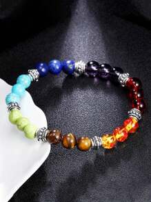 1 pieza Pulsera de curación de energía de Chakra, pulsera de cuentas de equilibrio de yoga con turquesa volcánica, regalo de joyería para fiesta
