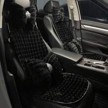 1pc Car Plush Seat Cushion Plush Anti Slip Comfortable Half Pack Seat Cushion Protective Cover, Suitable For Use In Autumn And Winter Seasons