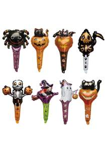 16 pièces de ballons en feuille d'aluminium aléatoires en forme d'araignée, de citrouille, de crâne, de fantôme, de chat pour la décoration d'Halloween, le Jour des Morts, un anniversaire, les ornements de maison hantée