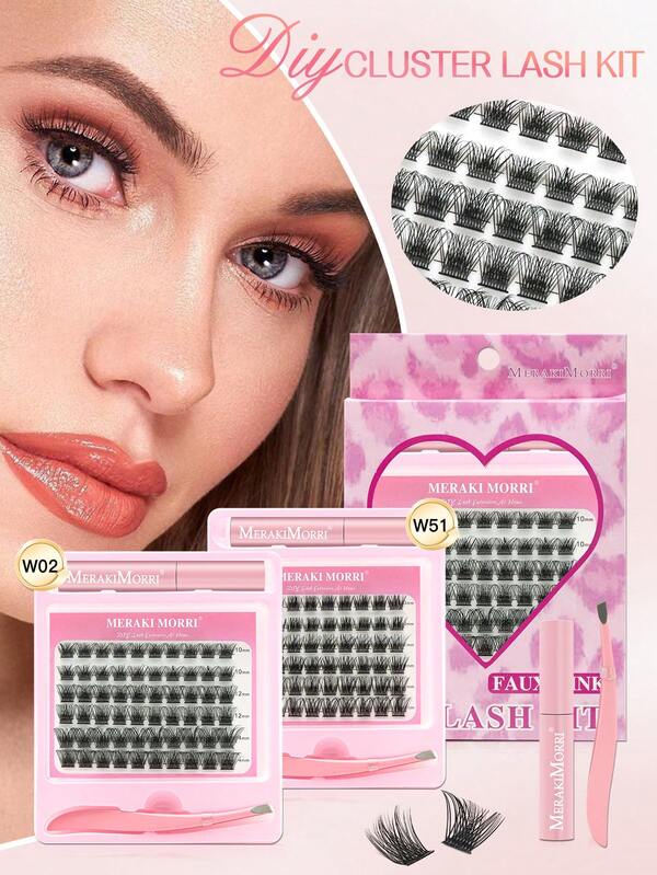 DIY Eyelash Extension Kit 60Pieces D Loop Individual Eyelash Cluster, 12-14mm Mixed Eyelash Groups With Lash Bond And Tweezersland A Home Self-Application Eyelash Applicator Tool W Series-0.07D-12-14MIX KIT,Essential Makeup Products For Holiday Stage Gatherings, Creating Charming Eye Makeup Looks
